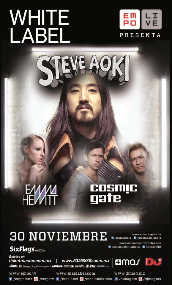 Steve Aoki, Cosmic Gate y Emma Hewitt en México